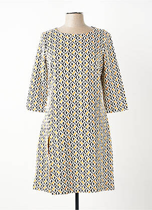 Robe mi-longue manches 3/4 manches 3/4 jaune SENORETTA femme