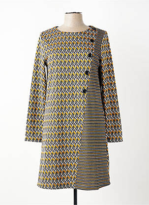 Robe mi-longue imprimé fantaisie manches longues gris SISTTER femme