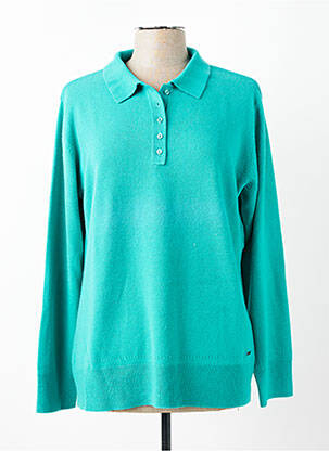 Pull coupe droite manches longues vert FELINO femme
