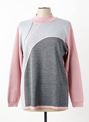 Pull coupe droite manches longues rose GEVANA femme