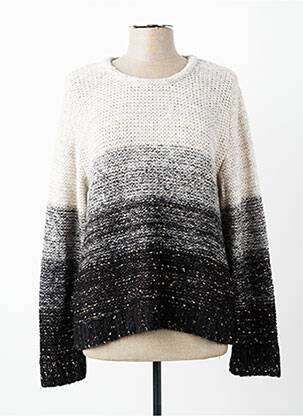 Pull maille ajourée manches longues beige THEL ELEGANCE femme