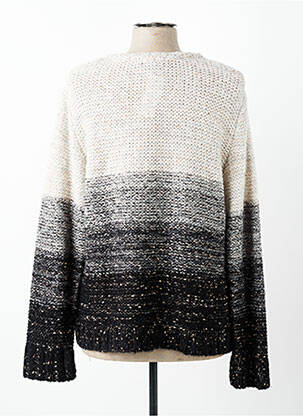 Pull maille ajourée manches longues beige THEL ELEGANCE femme