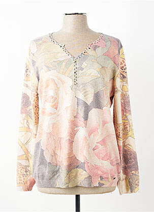 Pull coupe droite manches longues beige FELINO femme