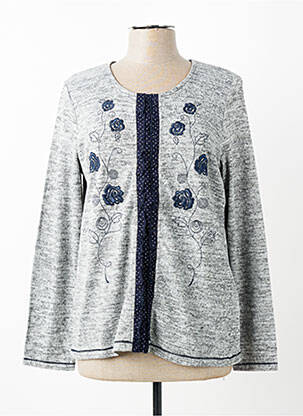 Pull tissage chiné manches longues gris KALISSON femme