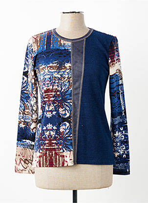Pull coupe cintrée manches longues bleu GEVANA femme