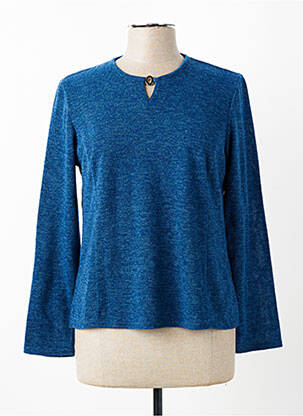 Pull coupe cintrée manches longues bleu GEVANA femme