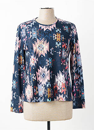Pull coupe cintrée manches longues bleu GEVANA femme