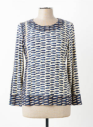 Pull coupe cintrée manches longues bleu GEVANA femme
