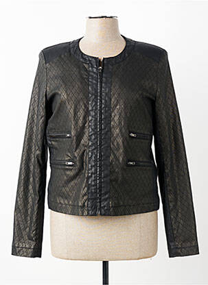 Veste simili cuir coupe cintrée noir DESGASTE femme