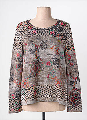 Pull coupe droite manches longues marron KALISSON femme