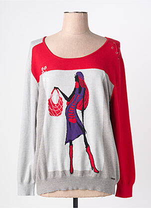 Pull coupe droite manches longues rouge FELINO femme