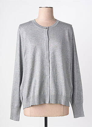 Gilet manches longues col rond gris SCORZZO femme