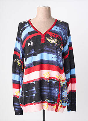 Pull col v manches longues bleu FELINO femme