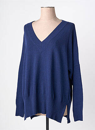 Pull coupe droite manches longues bleu FELINO femme