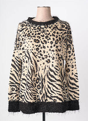 Pull coupe cintrée manches longues beige SENORETTA femme