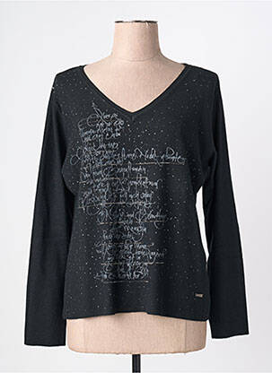 Pull coupe cintrée manches longues noir FELINO femme