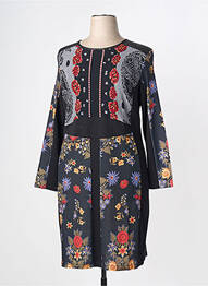 Robe mi-longue imprimé fantaisie manches longues noir OLIVIER PHILIPS femme