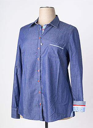 Chemisier coupe cintrée manches longues bleu BARILOCHE femme