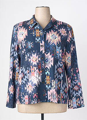 Chemisier coupe cintrée manches longues bleu GEVANA femme