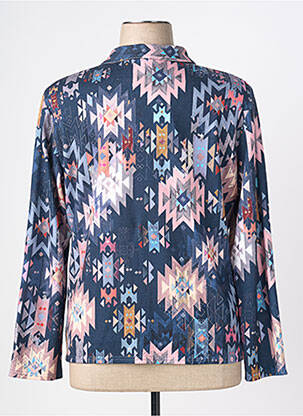 Chemisier coupe cintrée manches longues bleu GEVANA femme