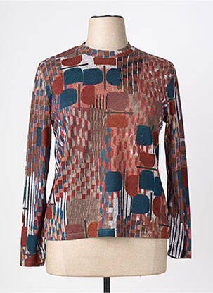 Pull coupe cintrée manches longues marron GEVANA femme