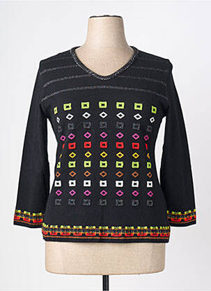 Pull coupe cintrée manches longues noir OLIVIER PHILIPS femme