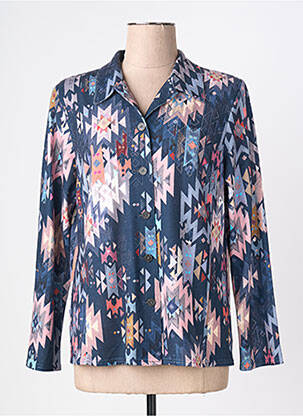 Chemisier coupe cintrée manches longues bleu GEVANA femme