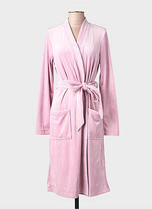 Robe de chambre col v rose CHERIE LINE femme