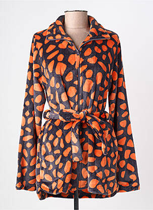 Robe de chambre fermeture zippée sur le devant noir BARANDI femme