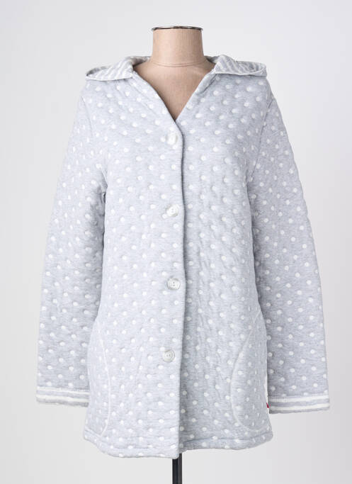 Robe de chambre col v gris VANIA femme