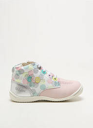 Bottillons fermeture zip et lacets bout rond rose KICKERS fille