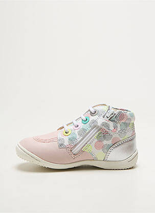 Bottillons fermeture zip et lacets bout rond rose KICKERS fille