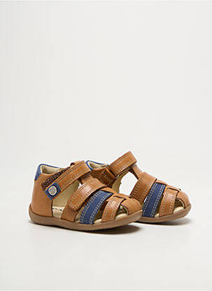 Sandales/nu pieds tissage satiné bout rond marron KICKERS garcon