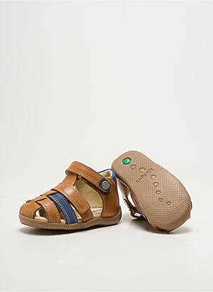 Sandales/nu pieds tissage satiné bout rond marron KICKERS garçon