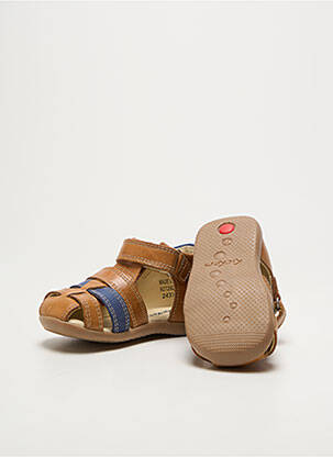 Sandales/nu pieds tissage satiné bout rond marron KICKERS garçon