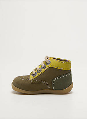 Bottillons semelle amovible bout rond vert KICKERS garçon