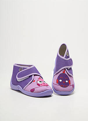 Chaussons/pantoufles fermeture scratch bout rond violet BABYBOTTE garçon