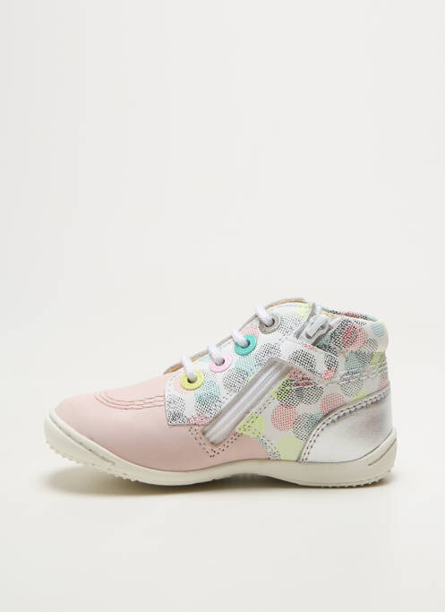Bottillons fermeture zip et lacets bout rond rose KICKERS fille
