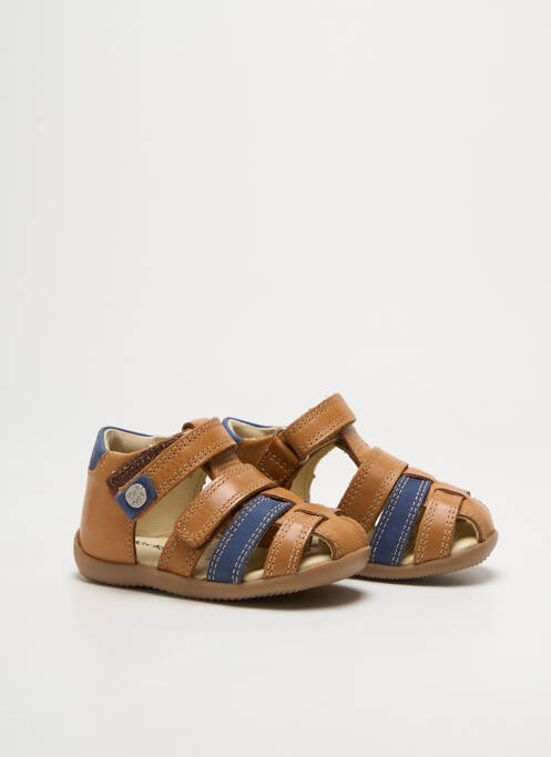 Sandales/nu pieds tissage satiné bout rond marron KICKERS garcon