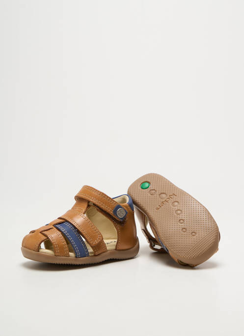 Sandales/nu pieds tissage satiné bout rond marron KICKERS garcon