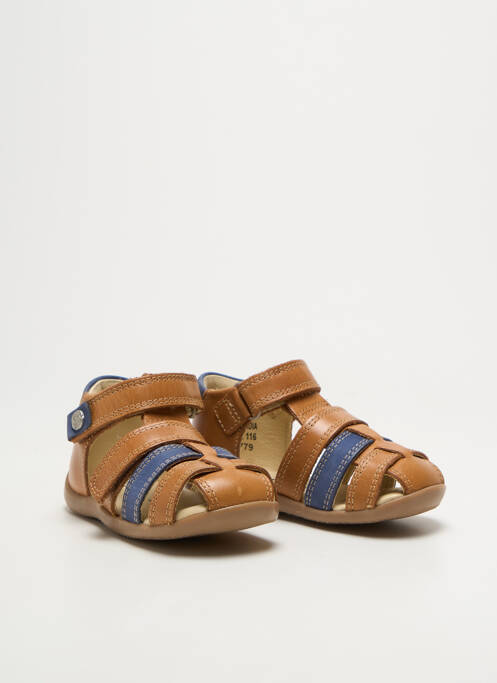 Sandales/nu pieds tissage satiné bout rond marron KICKERS garcon
