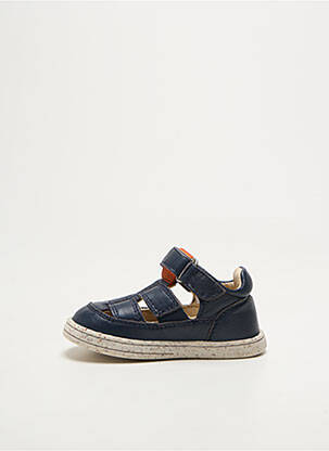 Bottillons tissage satiné bout rond bleu KICKERS garçon