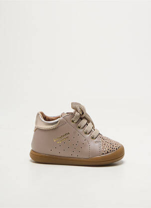 Bottillons tissage satiné bout rond beige BABYBOTTE fille