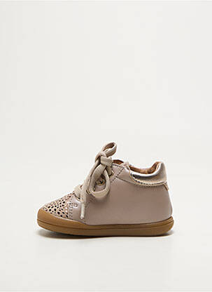 Bottillons tissage satiné bout rond beige BABYBOTTE fille