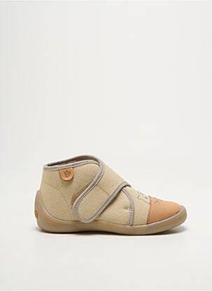 Chaussons/pantoufles fermeture scratch bout rond beige BABYBOTTE garçon