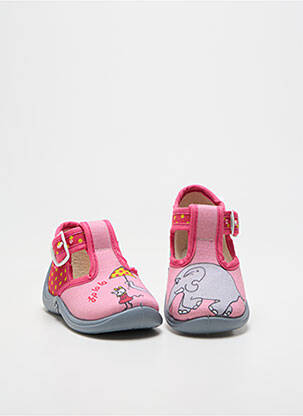 Chaussons/pantoufles semelle amovible bout rond rose BABYBOTTE fille