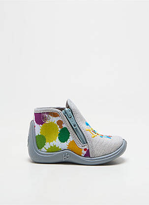 Chaussons/pantoufles semelle amovible bout rond gris BABYBOTTE enfant