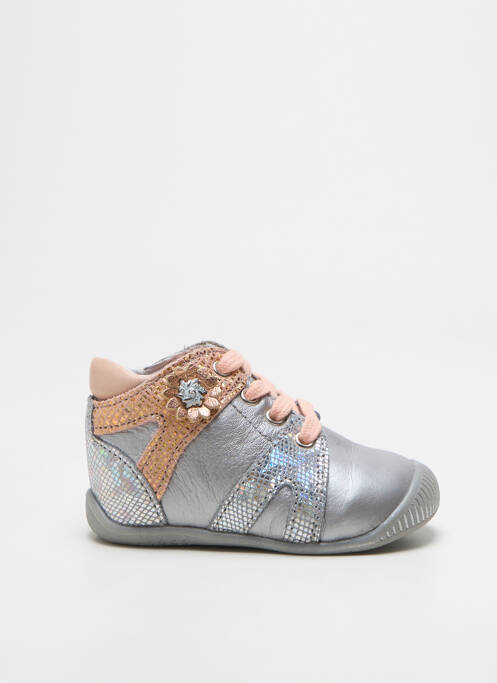 Bottillons tissage satiné bout rond argent BABYBOTTE fille