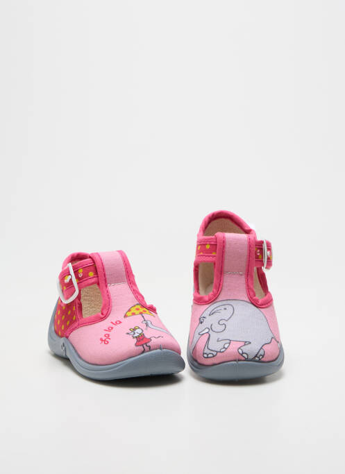 Chaussons/pantoufles semelle amovible bout rond rose BABYBOTTE fille