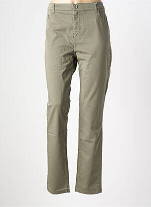 Pantalon slim tissage popeline taille normale vert IMPAQT femme